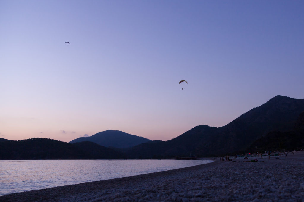 Sun setting on gliders